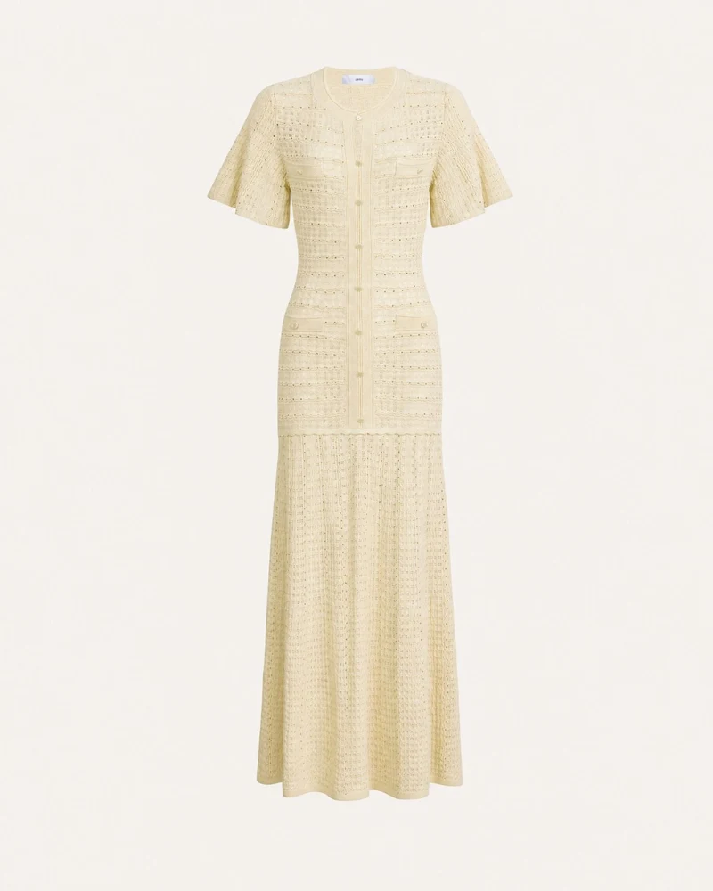 Anna Rhinestone Short-Sleeve Round-Neck Celebrity Dress