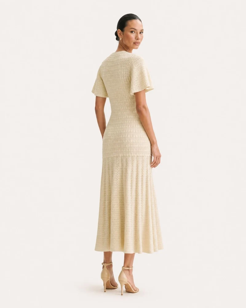 Anna Rhinestone Short-Sleeve Round-Neck Celebrity Dress