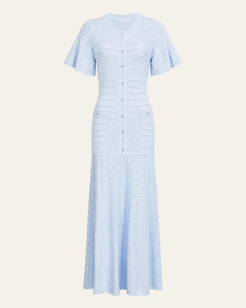 Anna Rhinestone Short-Sleeve Round-Neck Celebrity Dress
