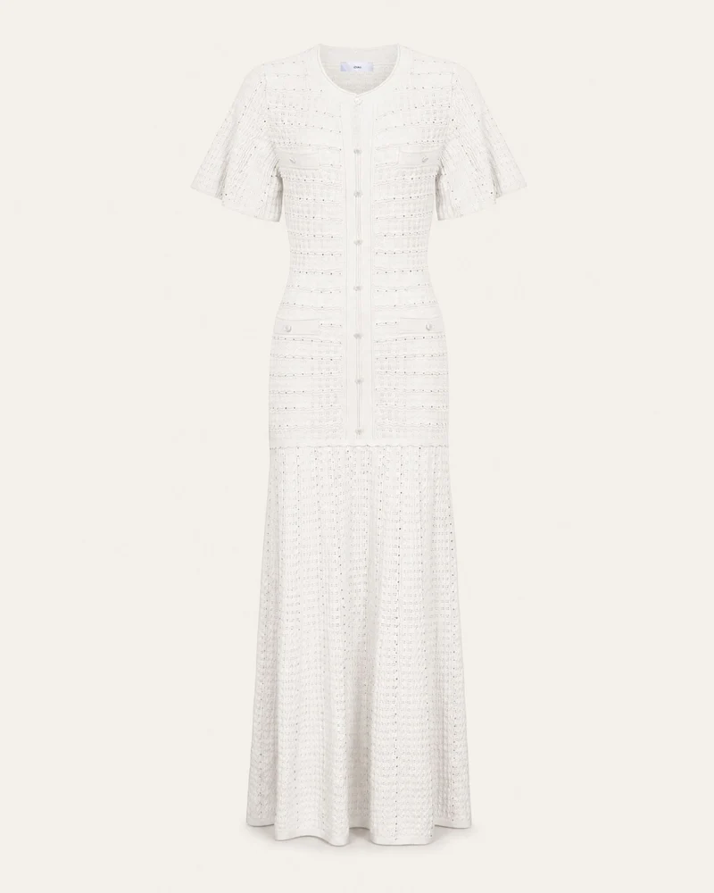 Anna Rhinestone Short-Sleeve Round-Neck Celebrity Dress