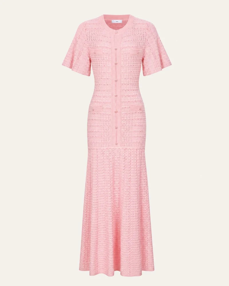 Anna Rhinestone Short-Sleeve Round-Neck Celebrity Dress