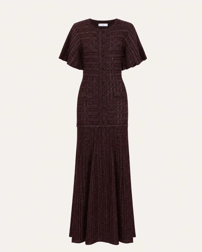 Anna Rhinestone Short-Sleeve Round-Neck Celebrity Dress