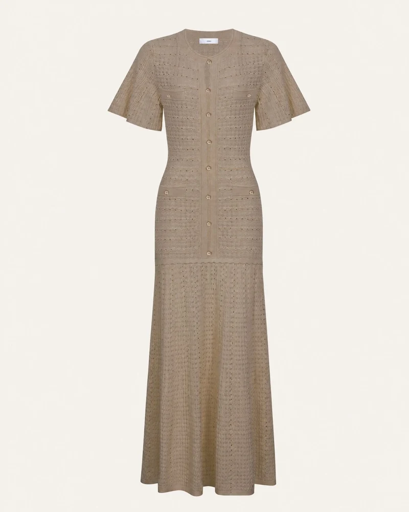 Anna Rhinestone Short-Sleeve Round-Neck Celebrity Dress
