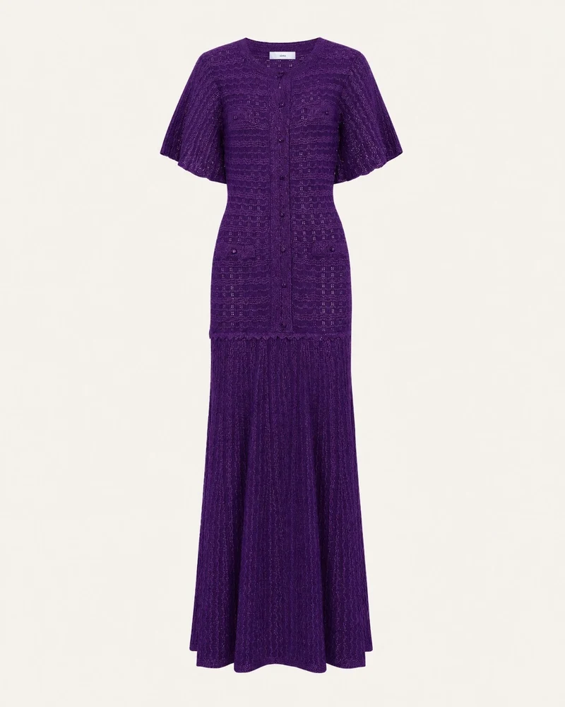 Anna Rhinestone Short-Sleeve Round-Neck Celebrity Dress