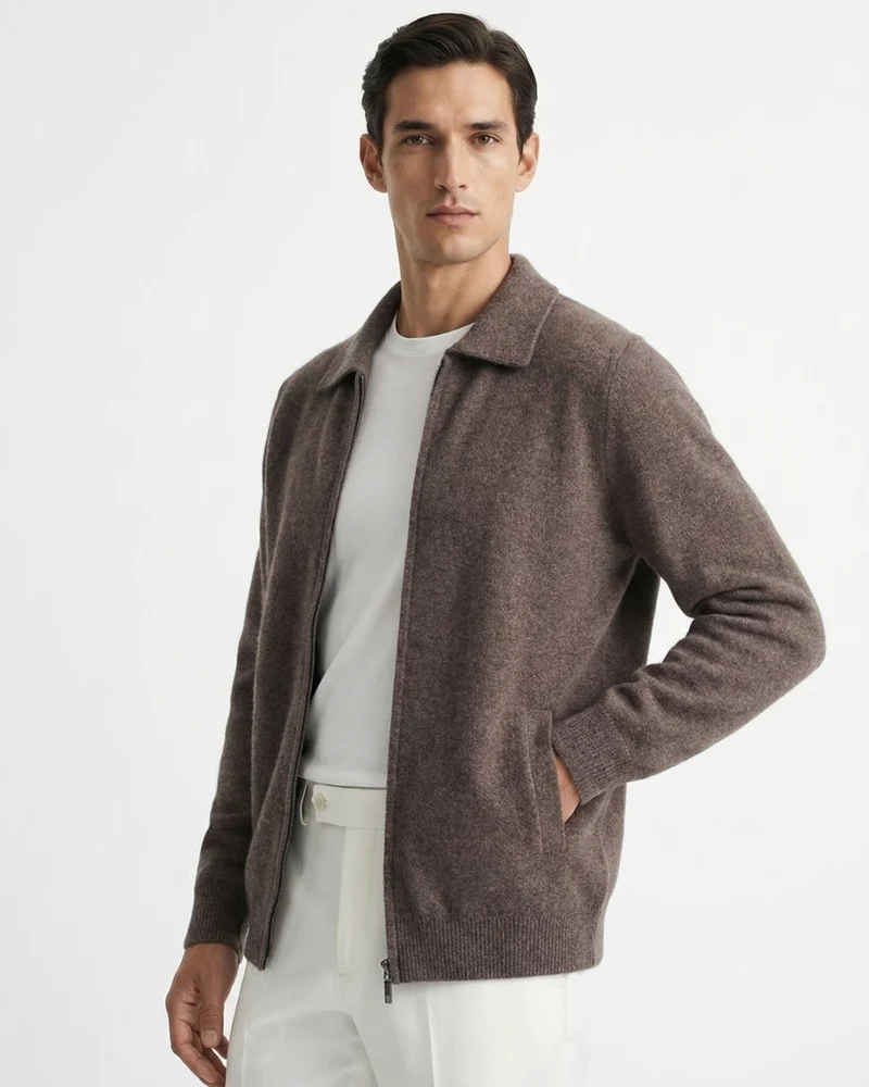 Cashmere Blend Cardigan Jacket Full Zip