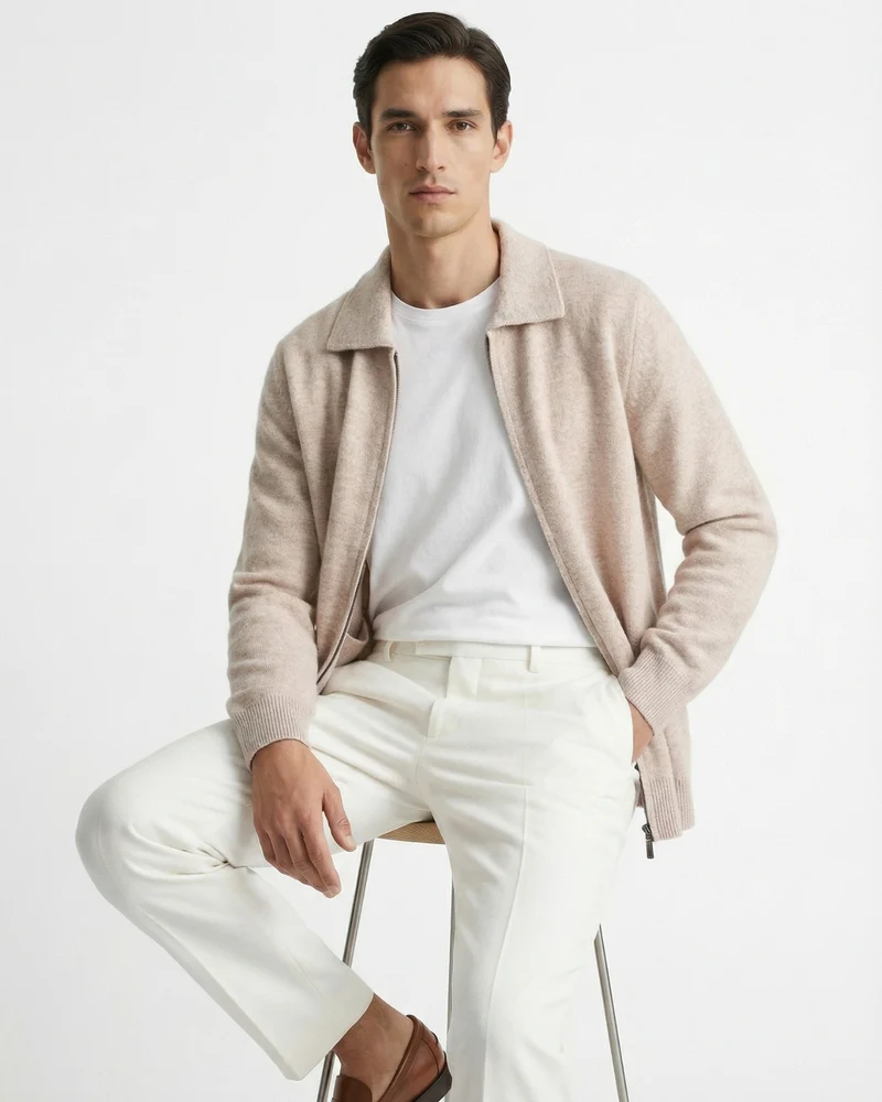 Cashmere Blend Cardigan Jacket Full Zip