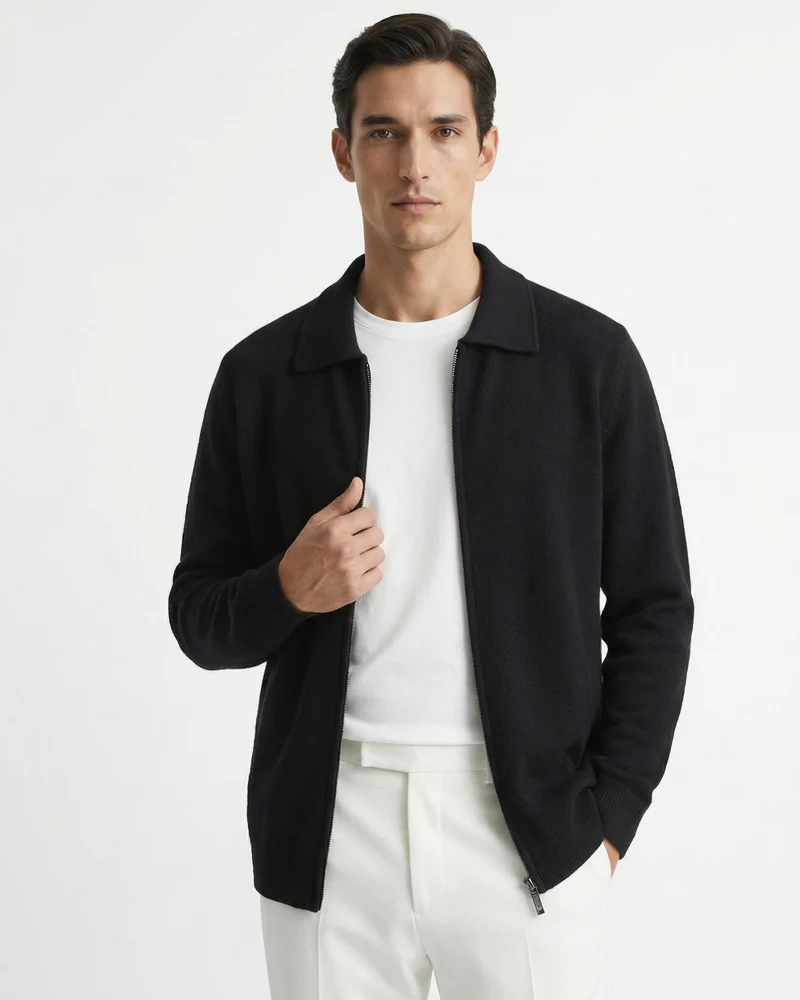 Cashmere Blend Cardigan Jacket Full Zip