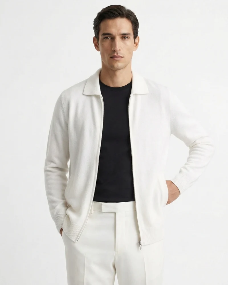 Cashmere Blend Cardigan Jacket Full Zip
