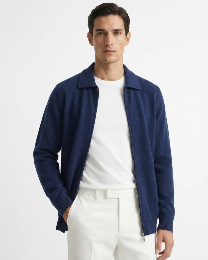 Cashmere Blend Cardigan Jacket Full Zip