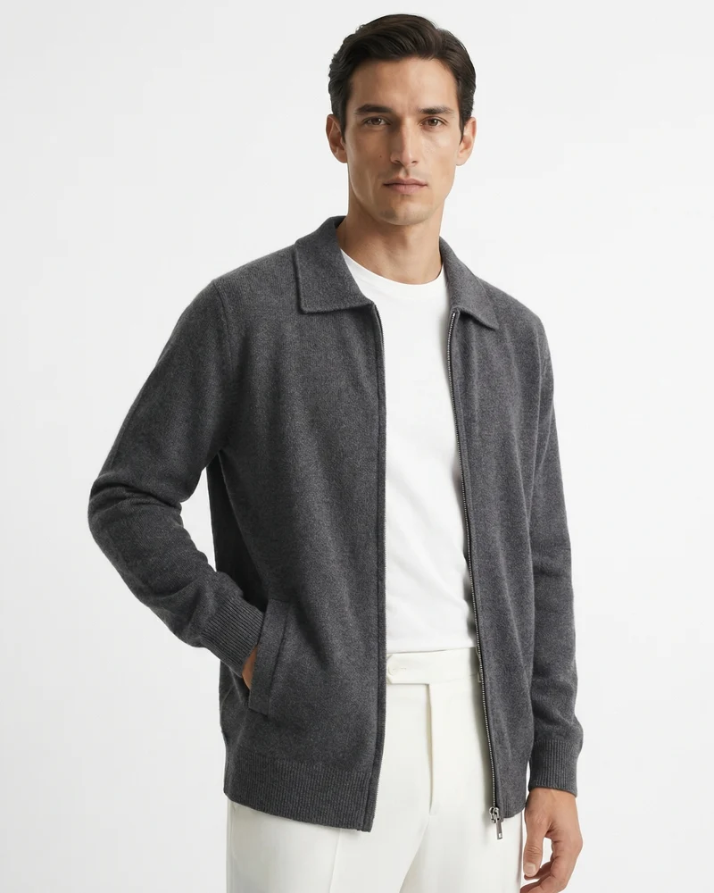 Cashmere Blend Cardigan Jacket Full Zip