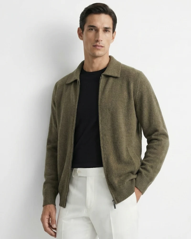 Cashmere Blend Cardigan Jacket Full Zip