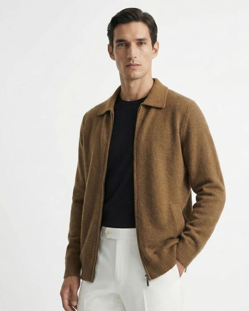 Cashmere Blend Cardigan Jacket Full Zip