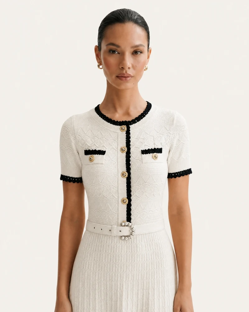 Slim-Fit Waist Short-Sleeve Long Dress