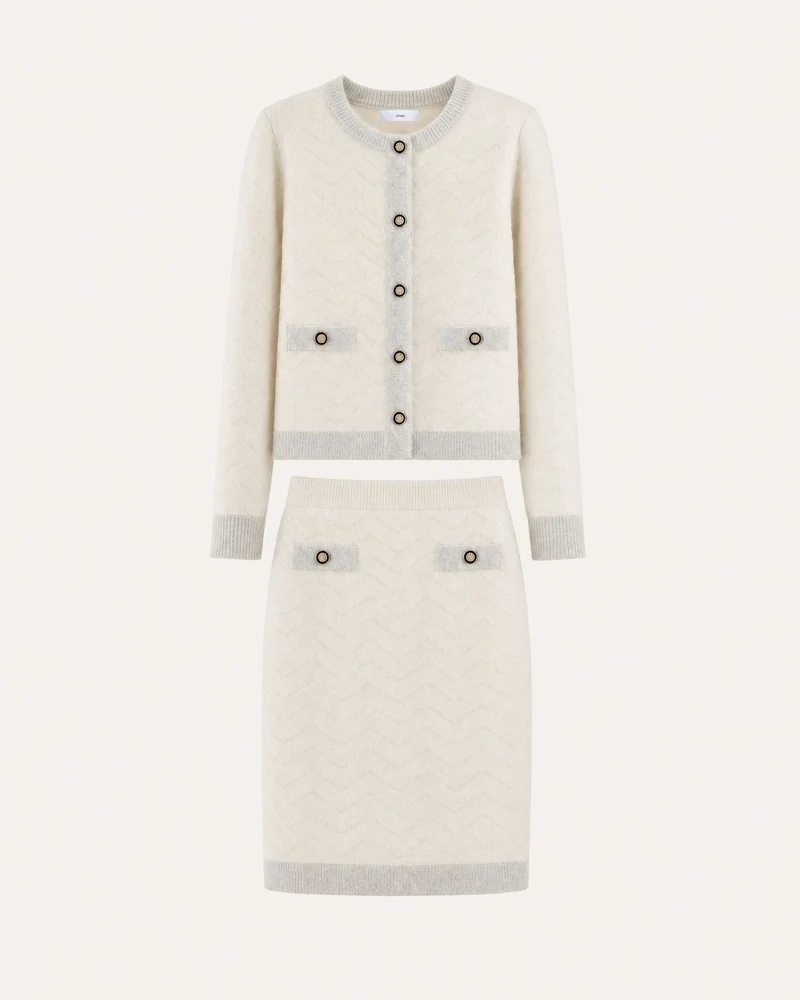 Vintage French Knit Skirt Suit Fall Winter Matching Set