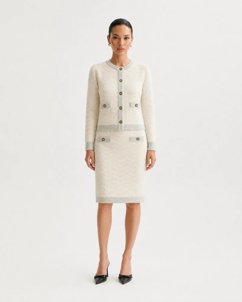 Vintage French Knit Skirt Suit Fall Winter Matching Set