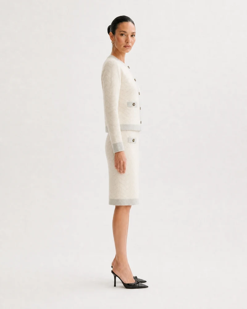 Vintage French Knit Skirt Suit Fall Winter Matching Set