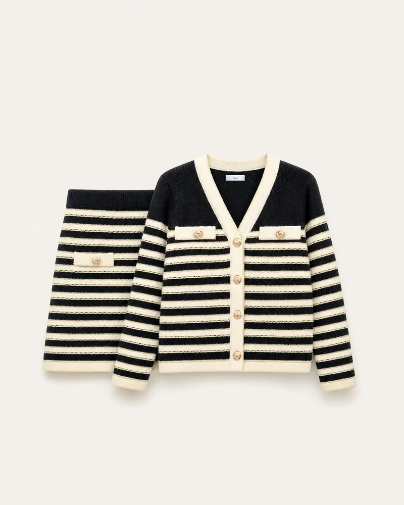 Old Money Style Knit Matching Set Cardigan & Skirt