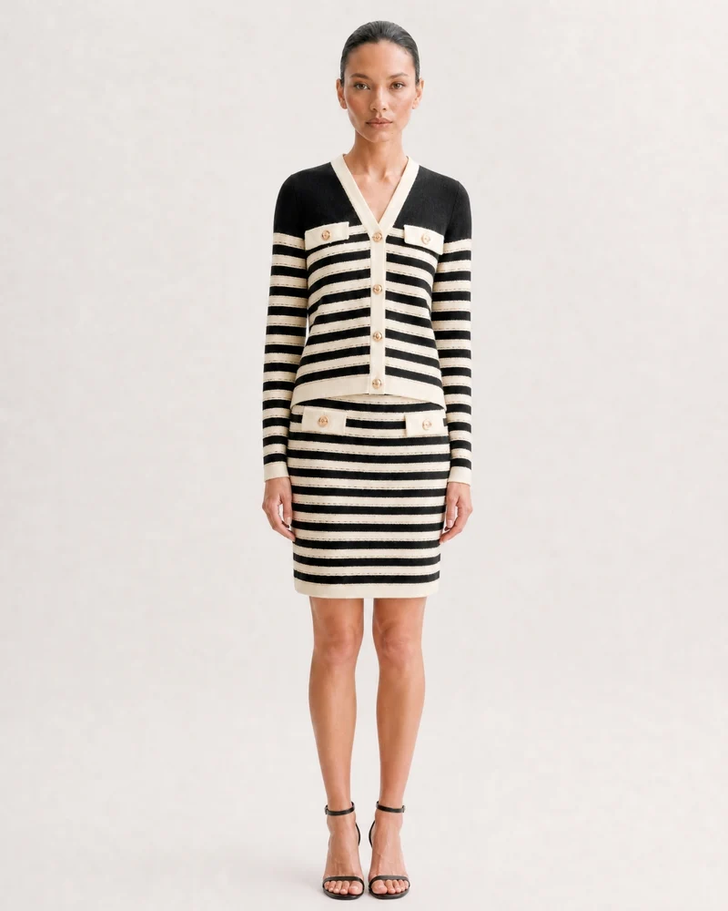 Old Money Style Knit Matching Set Cardigan & Skirt