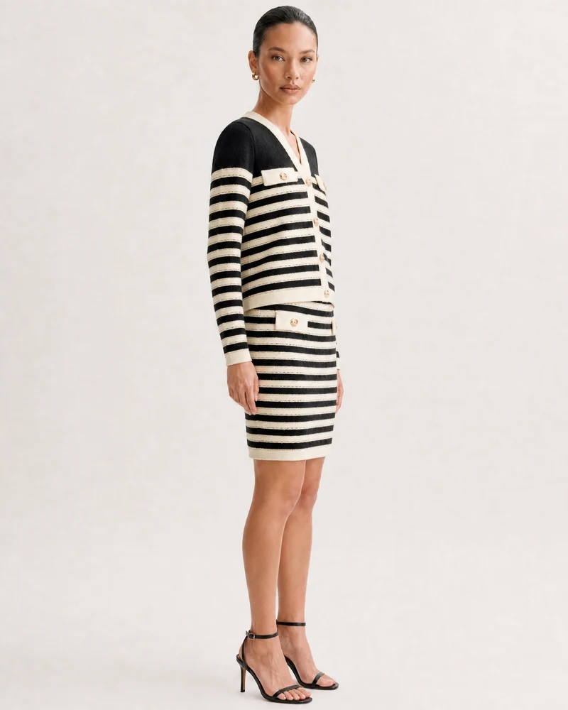 Old Money Style Knit Matching Set Cardigan & Skirt