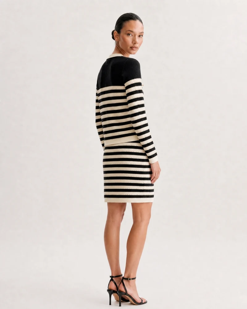 Old Money Style Knit Matching Set Cardigan & Skirt
