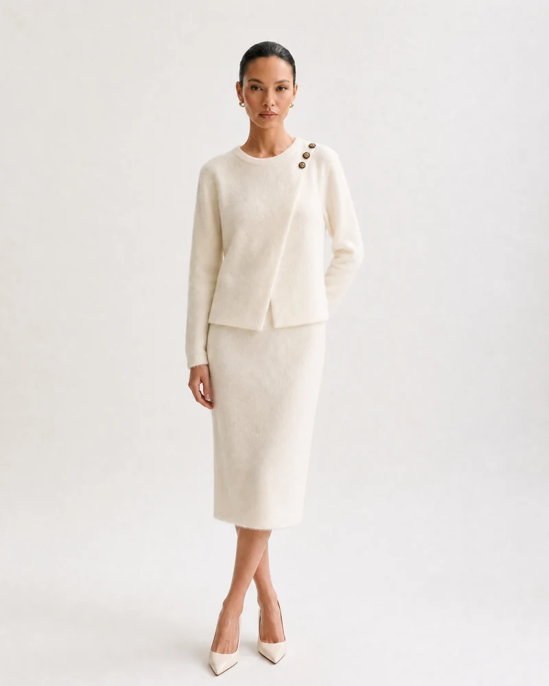Elegant Knit Skirt Set Parisian Style