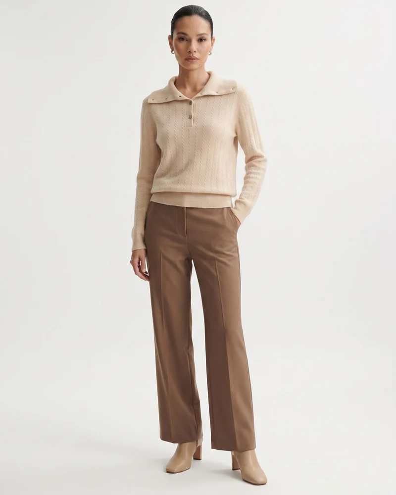 Cashmere Polo Button Collar Sweater