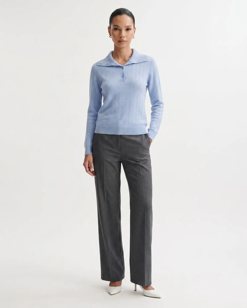 Cashmere Polo Button Collar Sweater