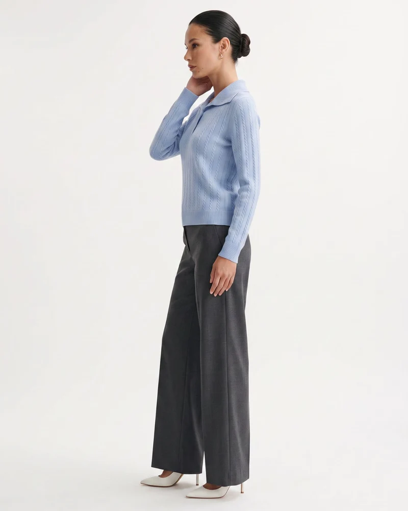 Cashmere Polo Button Collar Sweater