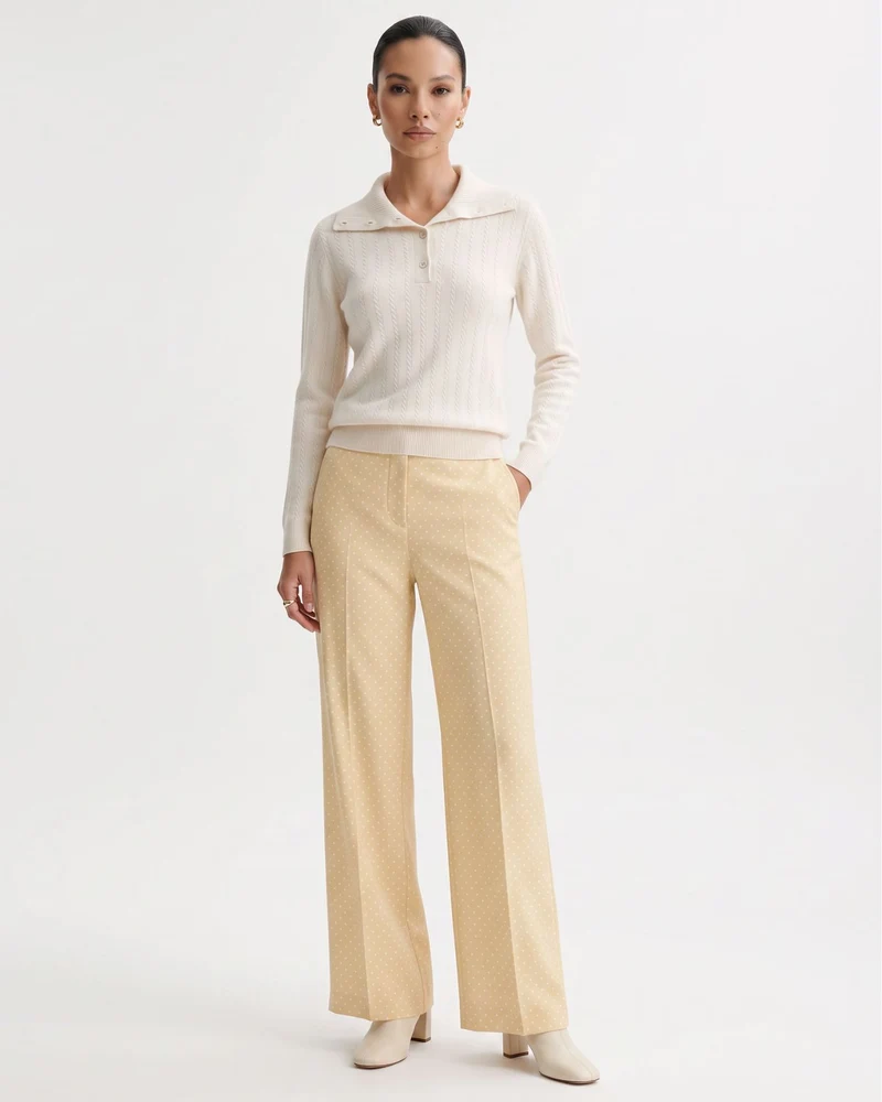Cashmere Polo Button Collar Sweater