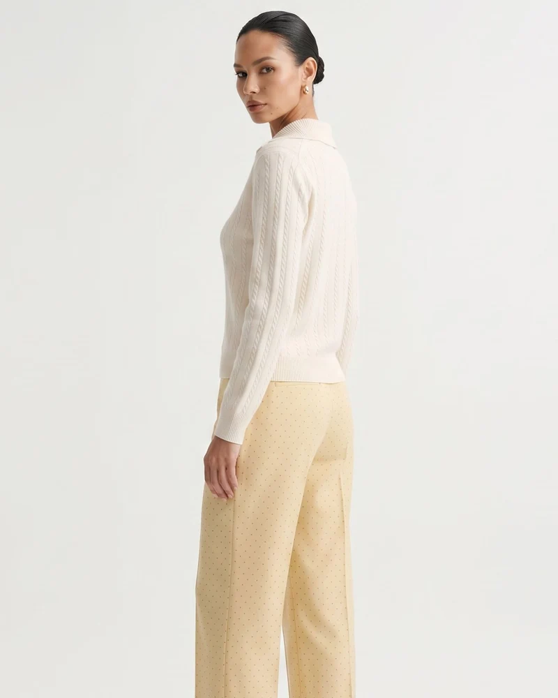 Cashmere Polo Button Collar Sweater