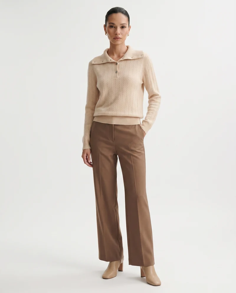 Cashmere Polo Button Collar Sweater