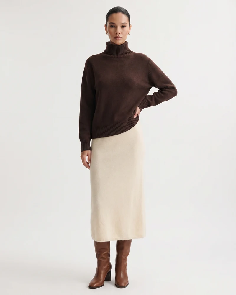 Luxury Cashmere Midi Skirt