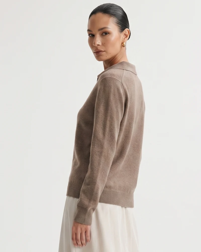 Cashmere Long Sleeve Polo Sweater