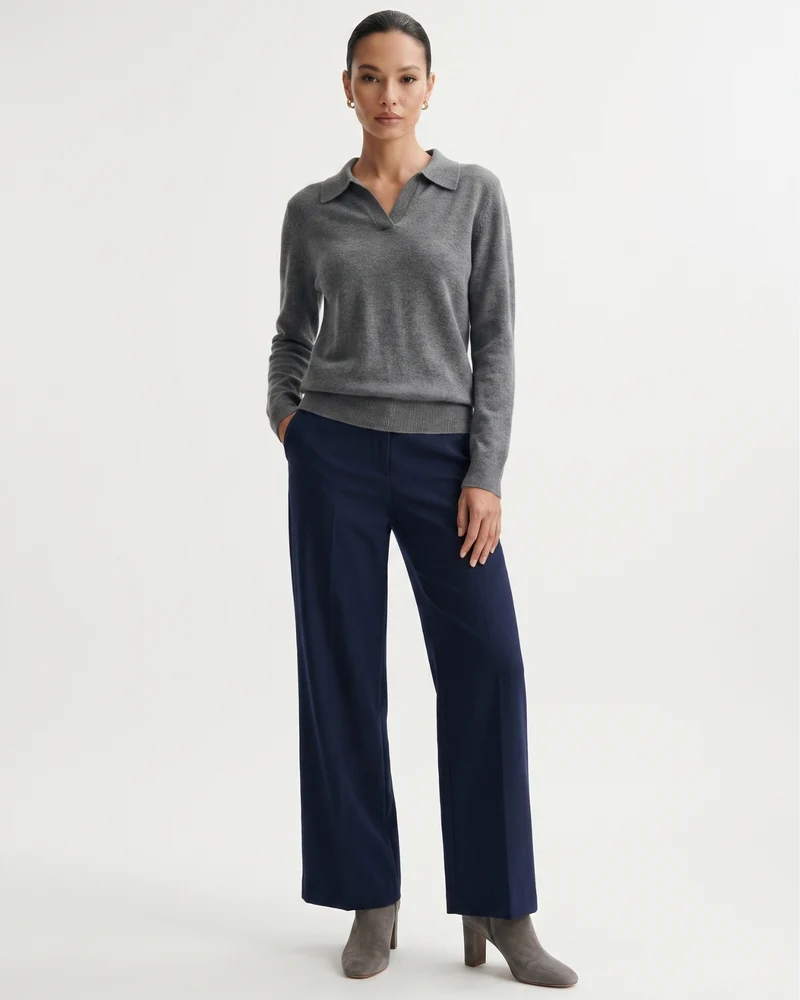 Cashmere Long Sleeve Polo Sweater