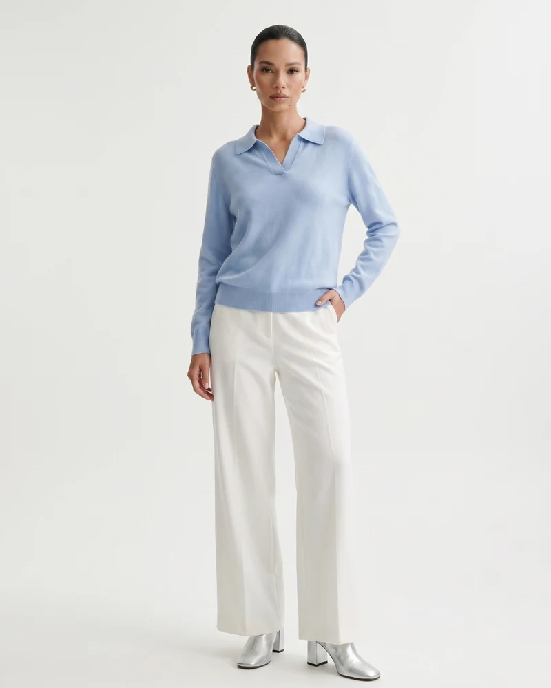 Cashmere Long Sleeve Polo Sweater