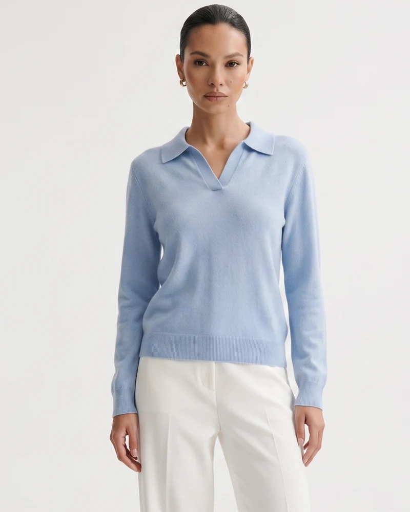 Cashmere Long Sleeve Polo Sweater