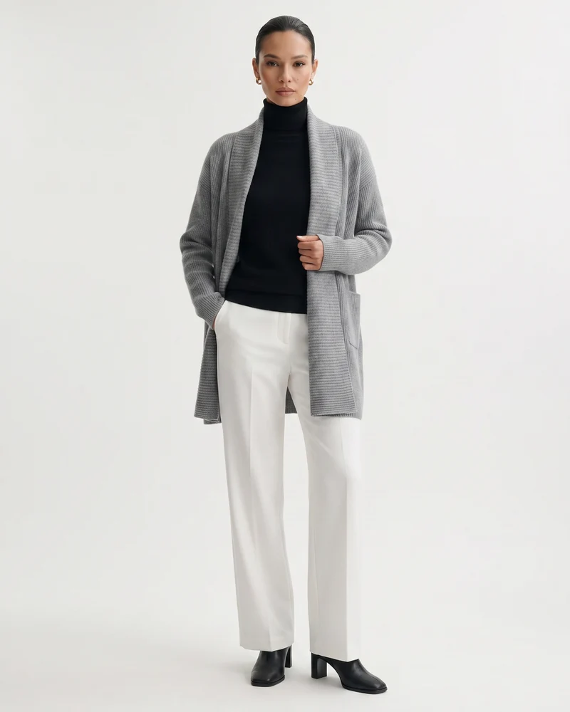 Cashmere Thickened Longline Lapel Cardigan
