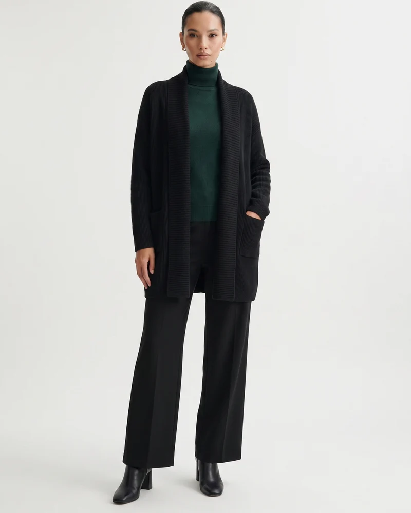 Cashmere Thickened Longline Lapel Cardigan