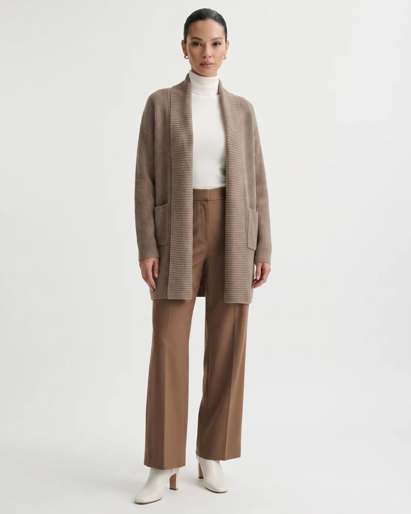 Cashmere Thickened Longline Lapel Cardigan