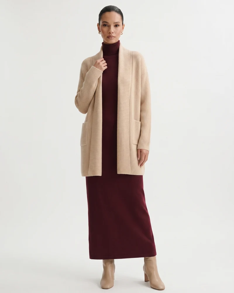 Cashmere Thickened Longline Lapel Cardigan