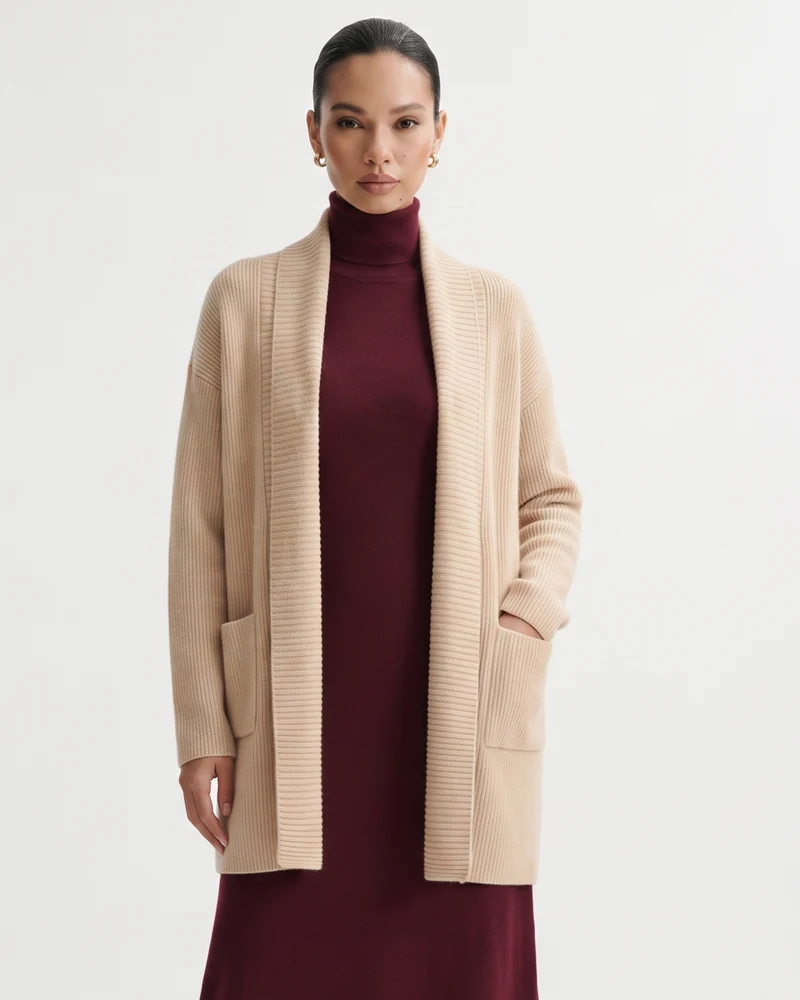 Cashmere Thickened Longline Lapel Cardigan