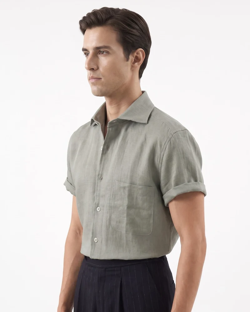 Paris Linen Loose Fit Short Sleeve Shirt