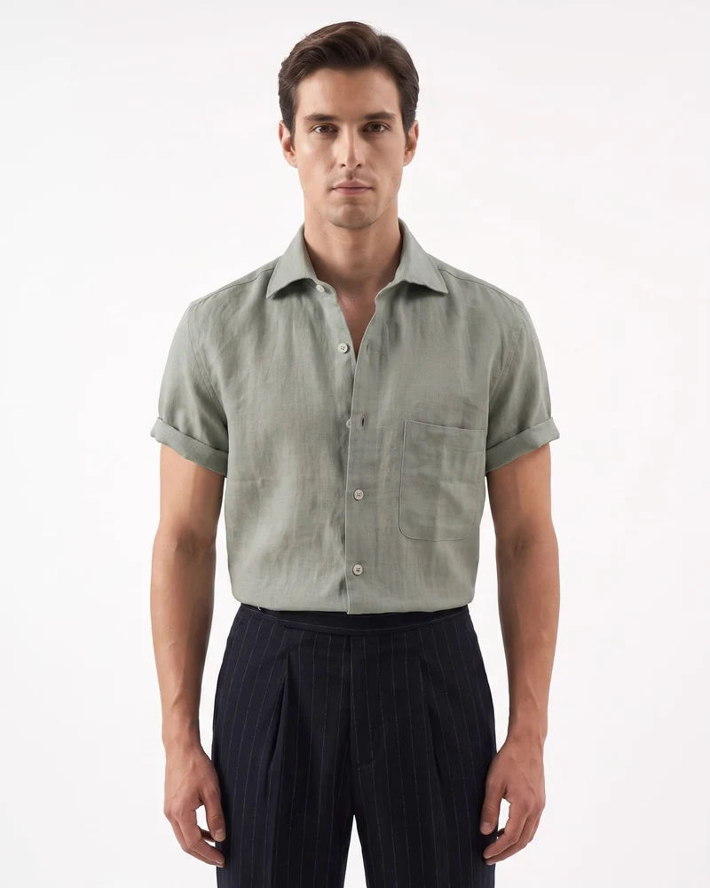 Paris Linen Loose Fit Short Sleeve Shirt