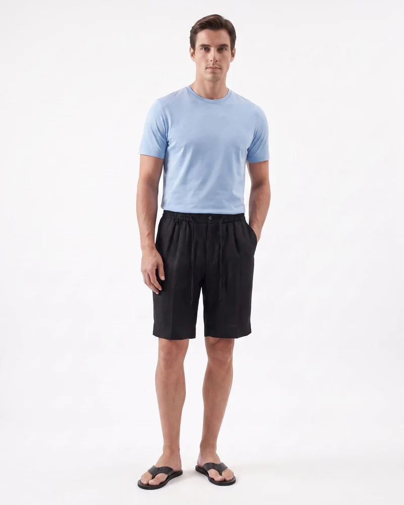 Marbella Linen Elastic Waist Shorts