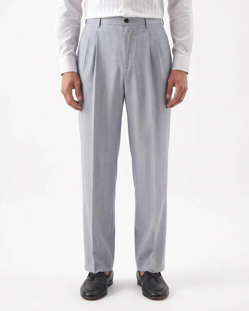 Madrid Double Pleated Straight Leg Trousers