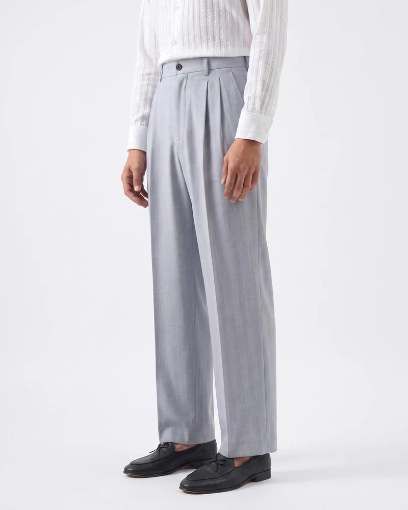 Madrid Double Pleated Straight Leg Trousers
