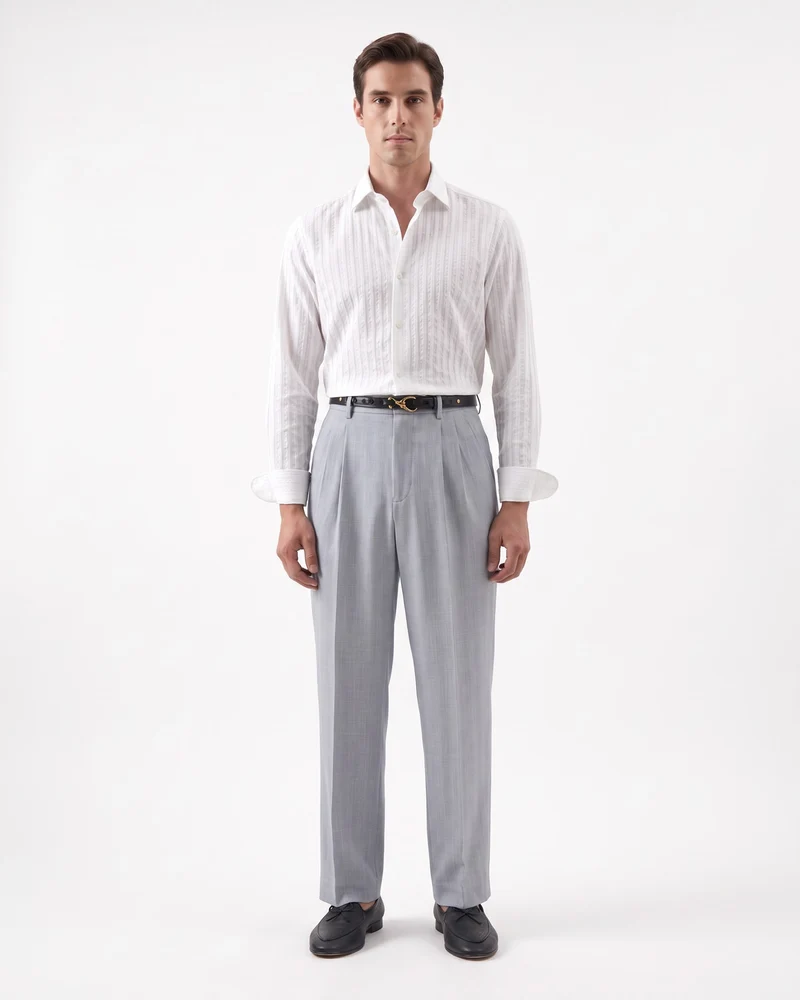 Madrid Double Pleated Straight Leg Trousers