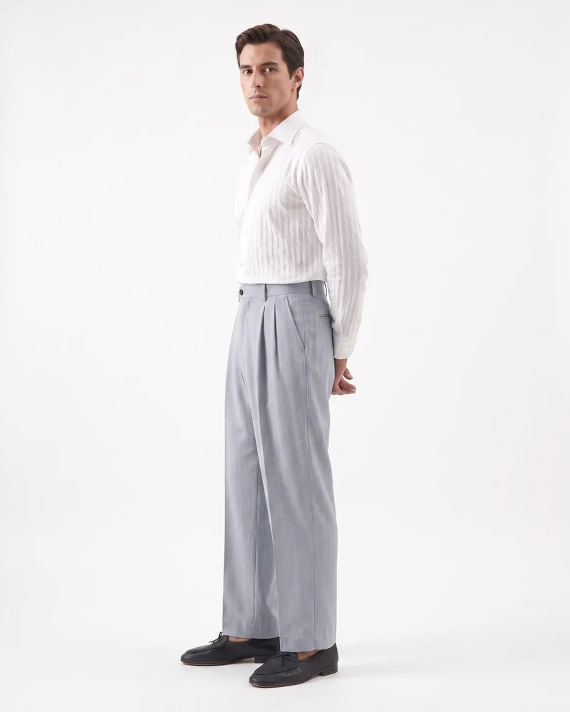 Madrid Double Pleated Straight Leg Trousers