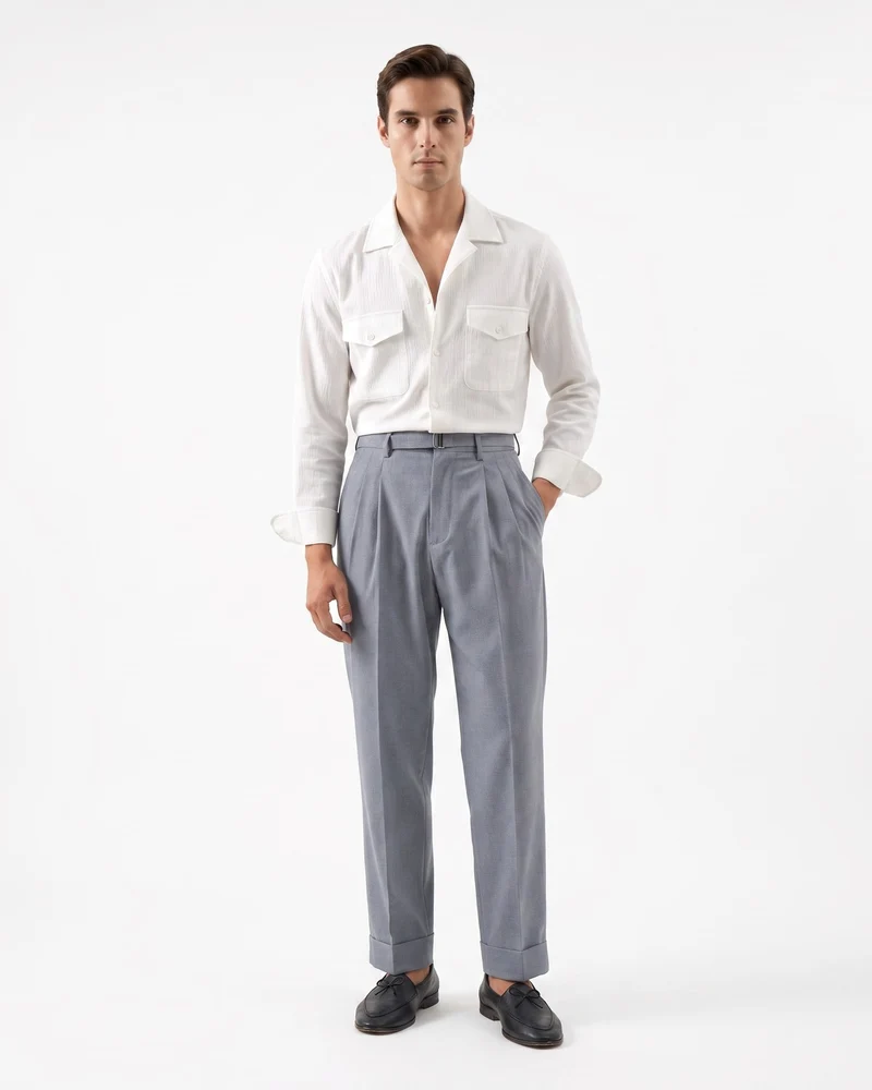 Comfortable Lightweight Straight Leg Trousers With Belt