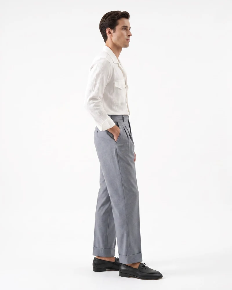 Comfortable Lightweight Straight Leg Trousers With Belt